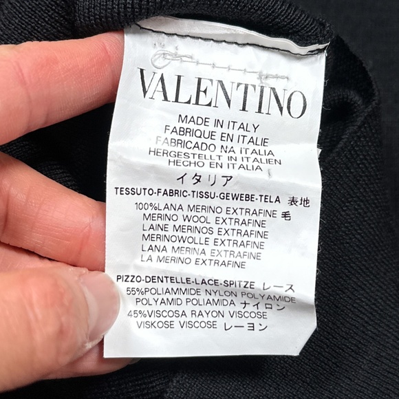 Valentino RED Merino Wool Ruffle Lace Turtleneck Sweater Womens Small - Picture 8 of 10